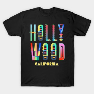 Hollywood, California - Cool Funky Cali Colorful - T-Shirt
